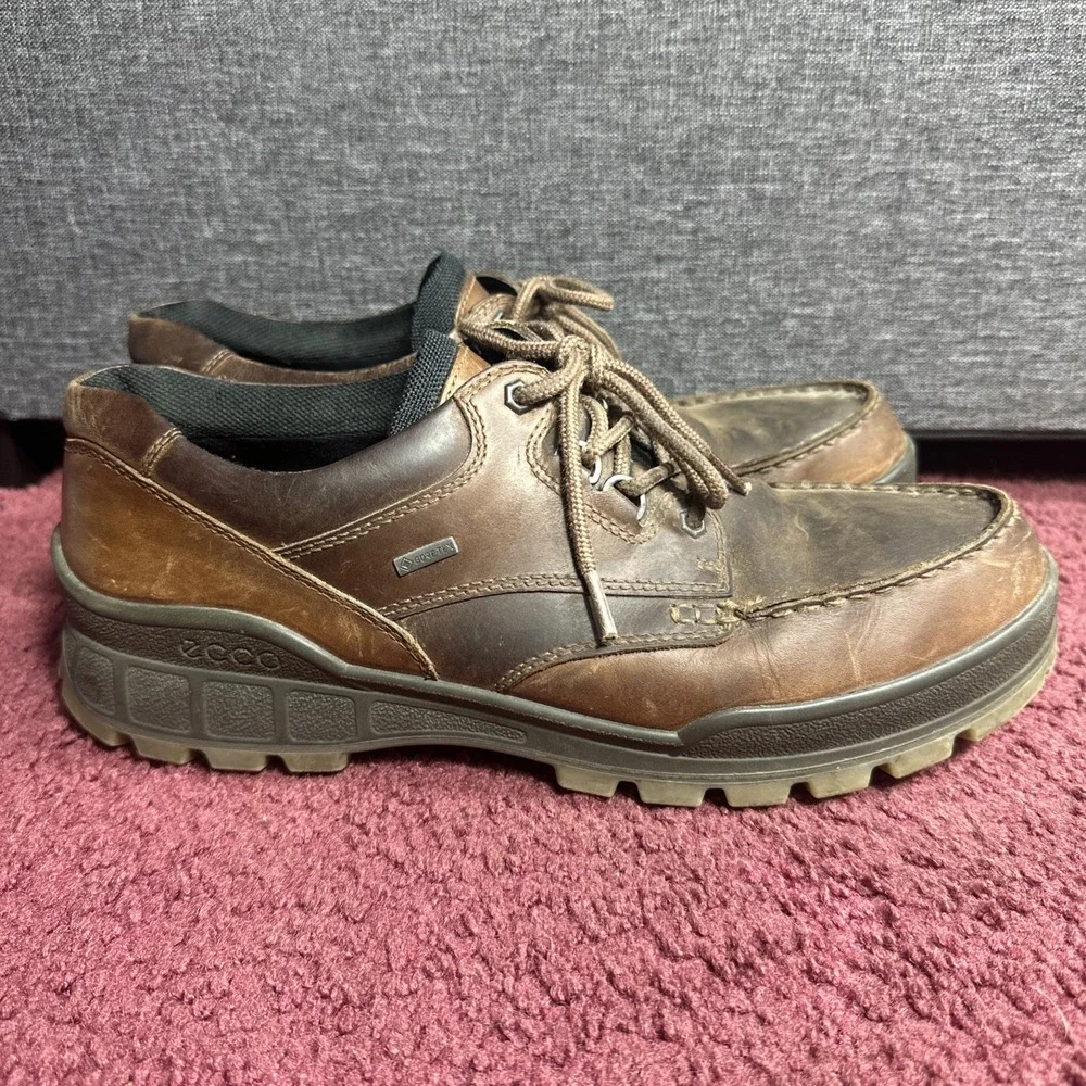 ECCO Track II Low Oxford Men 47 Brown Leather GORE-TEX Waterproof Hiking Shoes